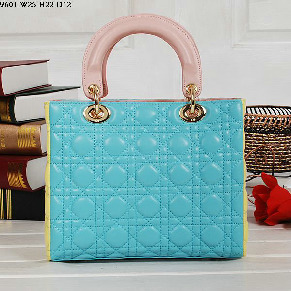 jumbo lady dior lambskin leather 6325 blue&&yellow&pink - Click Image to Close
